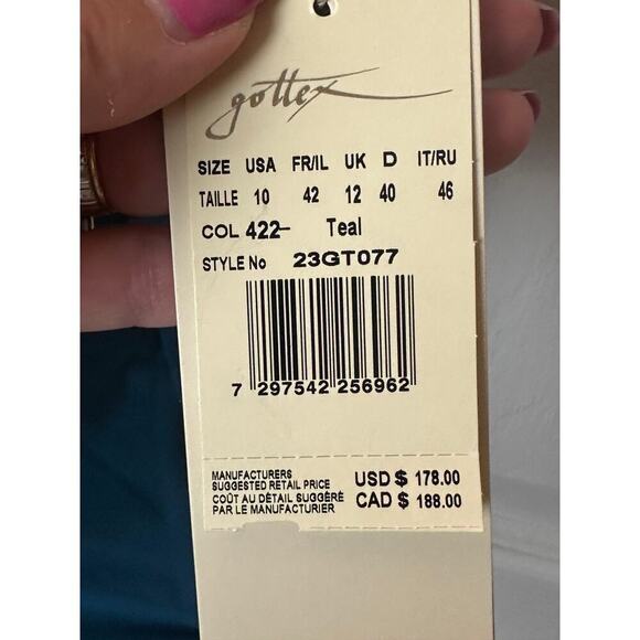 Gottex Golden Touch Teal Wireless Strapless One Piece Swimsuit Women's 10 NWT - Picture 8 of 8